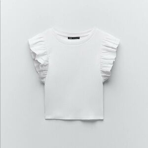 Zara White Ruffle Top